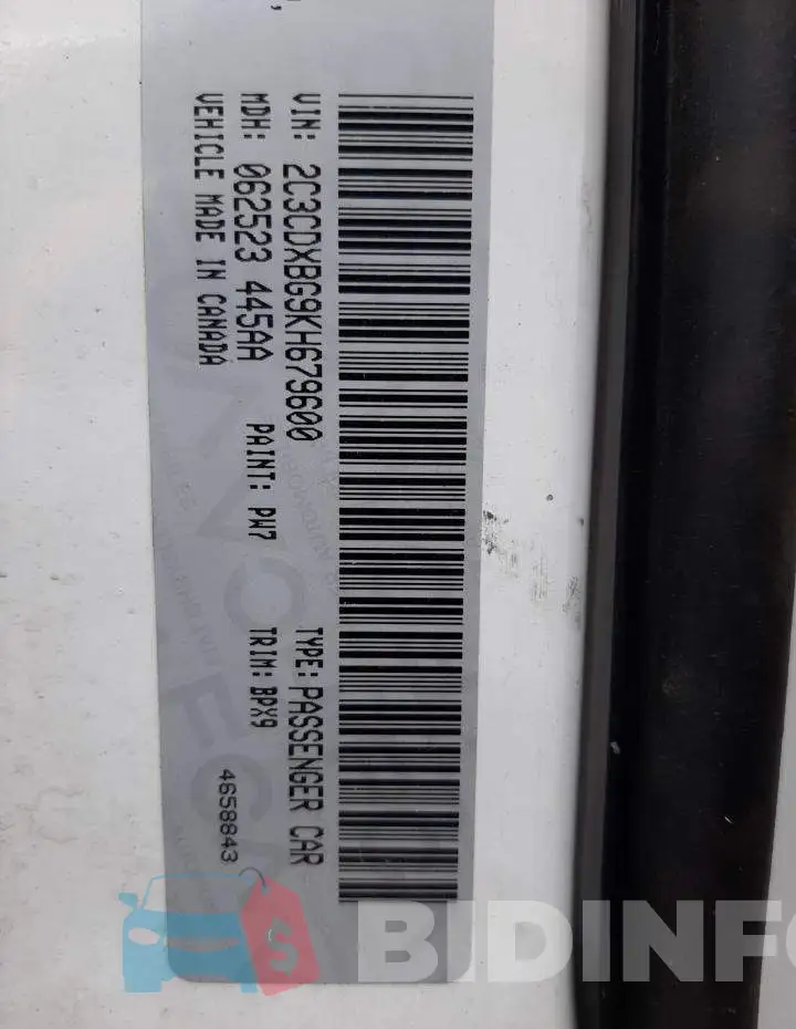 2C3CDXBG9KH679600 Photo# 10