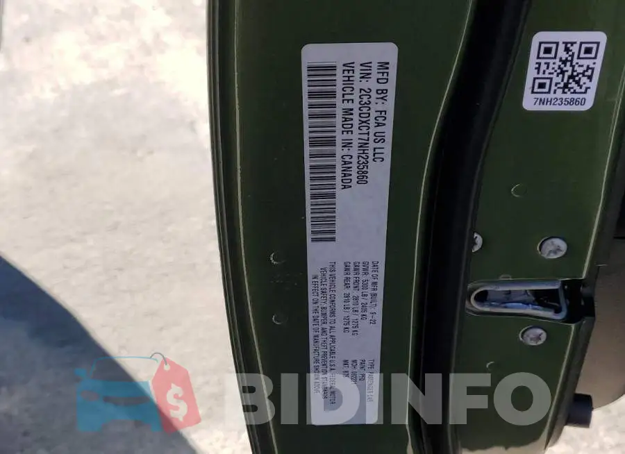 2C3CDXCT7NH235860 Photo# 12