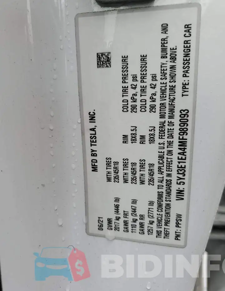 5YJ3E1EA4MF989093 Photo# 13