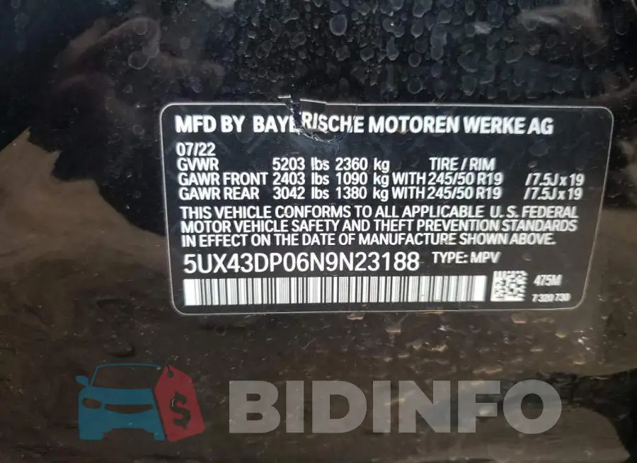 5UX43DP06N9N23188 Photo# 13