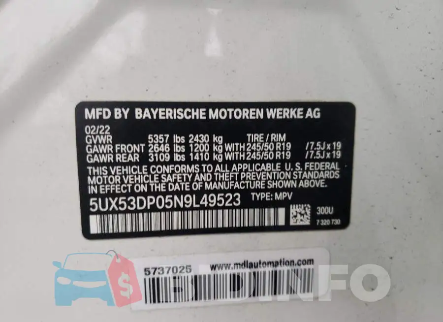 5UX53DP05N9L49523 Photo# 13