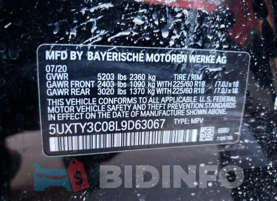 5UXTY3C08L9D63067 Photo# 13