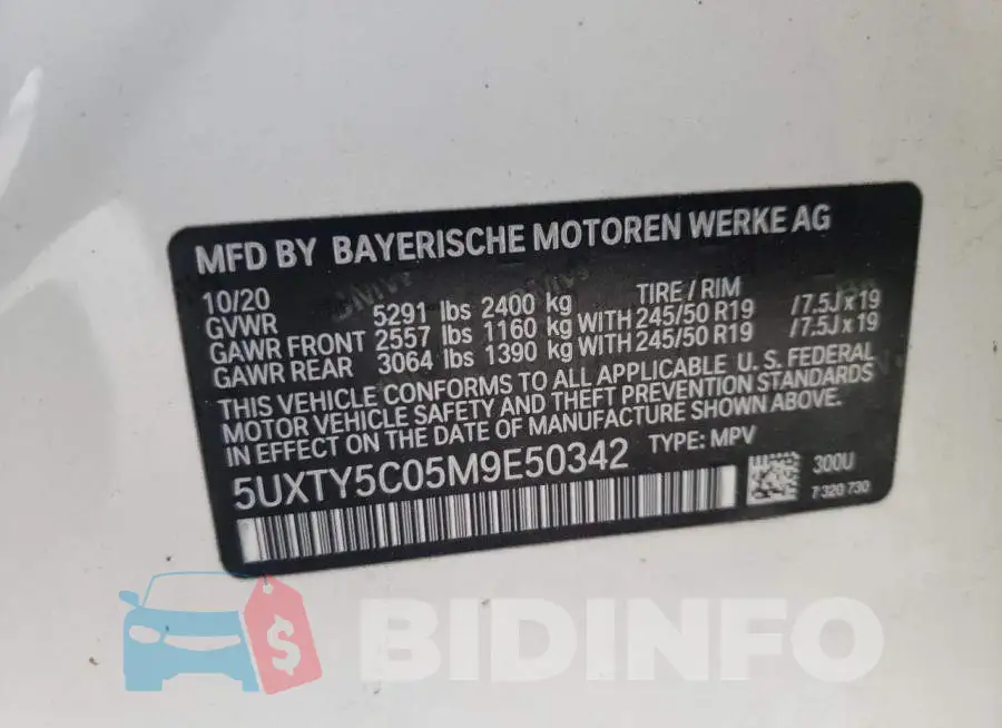 5UXTY5C05M9E50342 Photo# 10