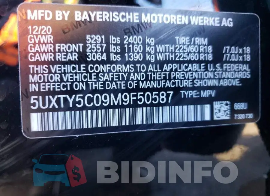 5UXTY5C09M9F50587 Photo# 10