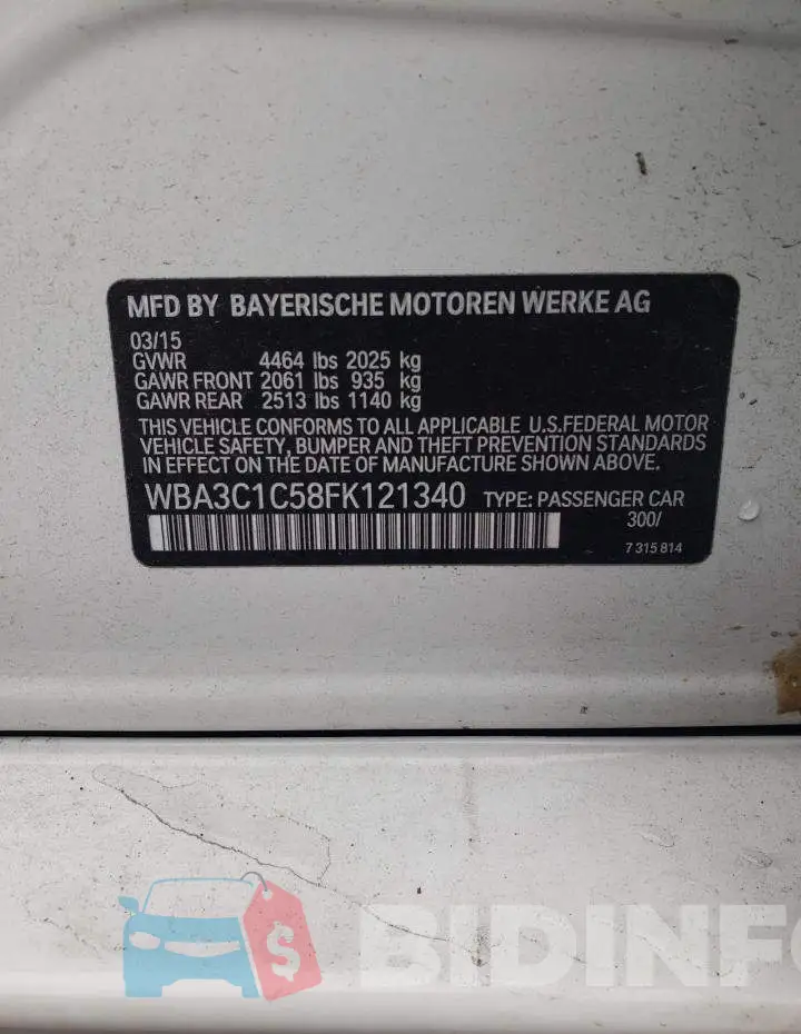 WBA3C1C58FK121340 Photo# 12
