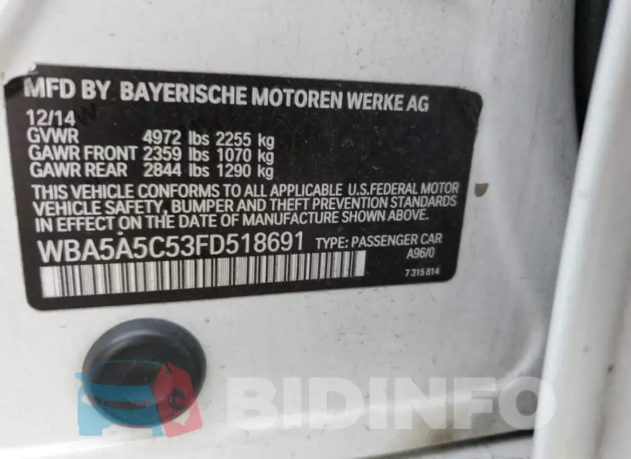 WBA5A5C53FD518691 Photo# 13