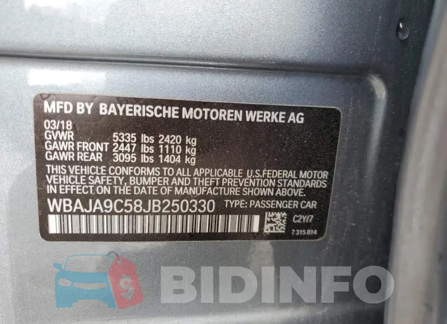 WBAJA9C58JB250330 Photo# 12