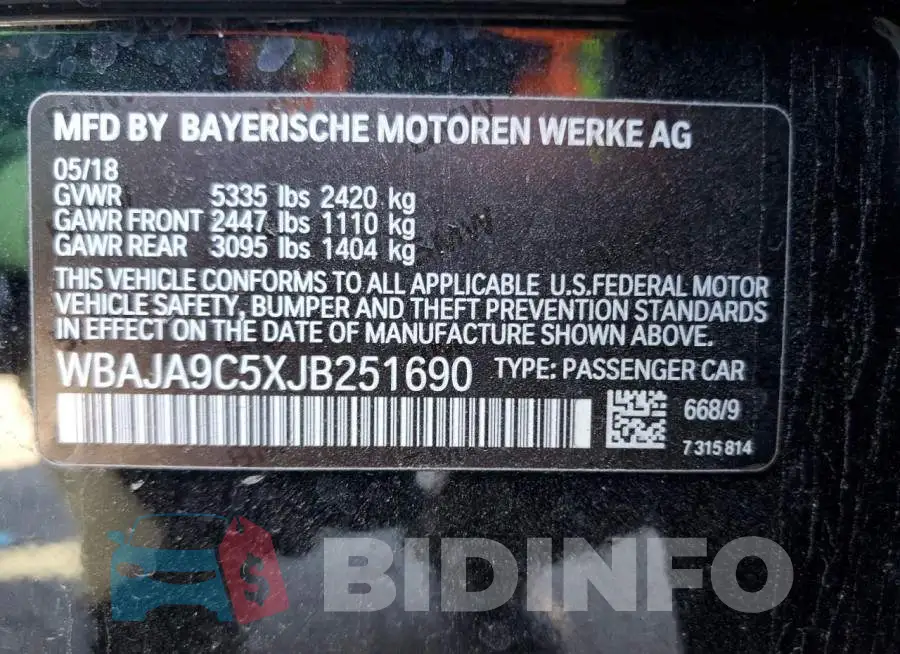 WBAJA9C5XJB251690 Photo# 12