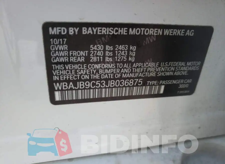 WBAJB9C53JB036875 Photo# 13