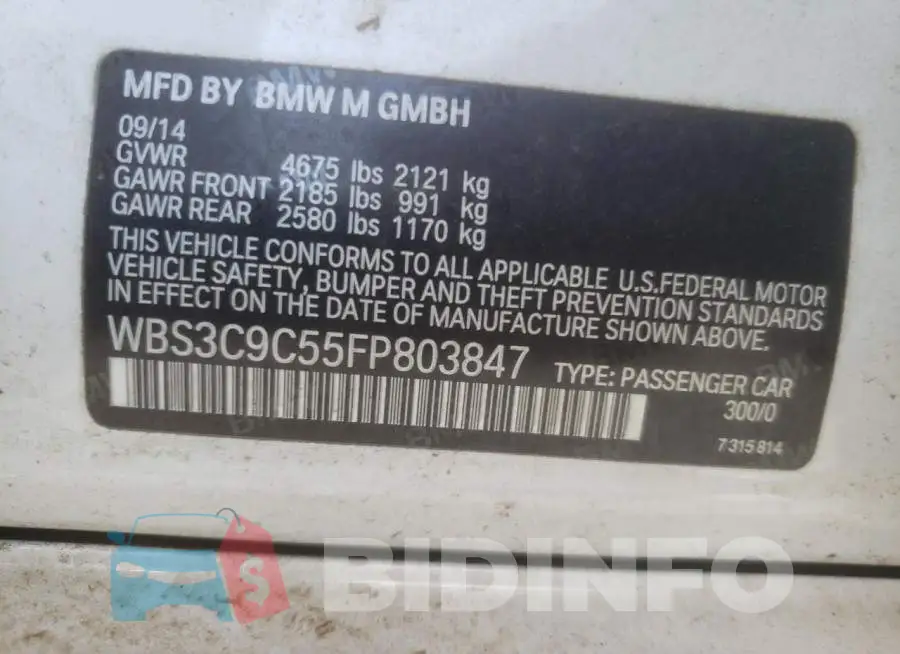 WBS3C9C55FP803847 Photo# 10
