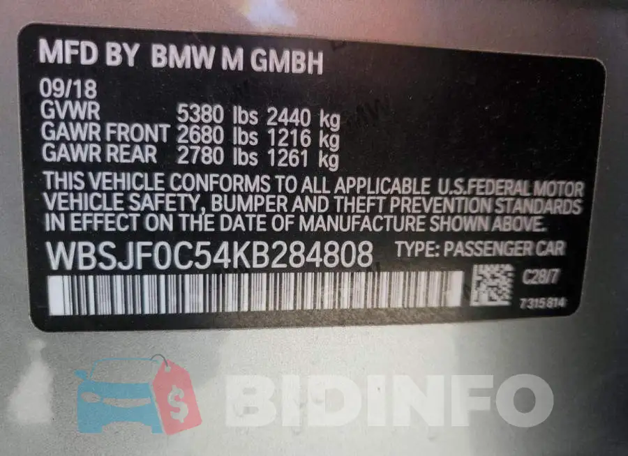 WBSJF0C54KB284808 Photo# 12
