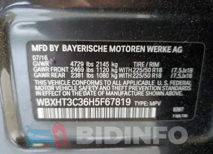WBXHT3C36H5F67819 Photo# 13