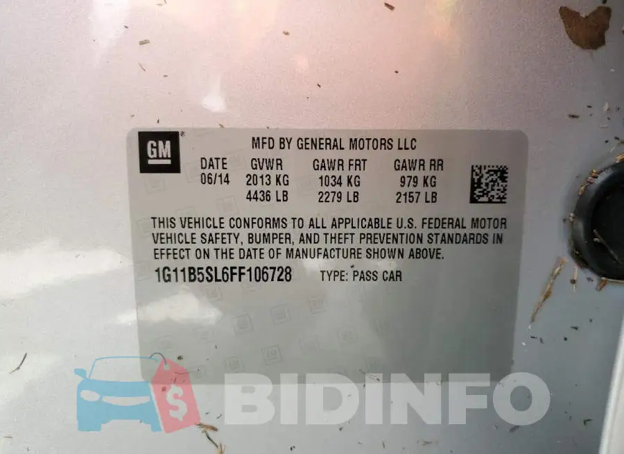 1G11B5SL6FF106728 Photo# 10