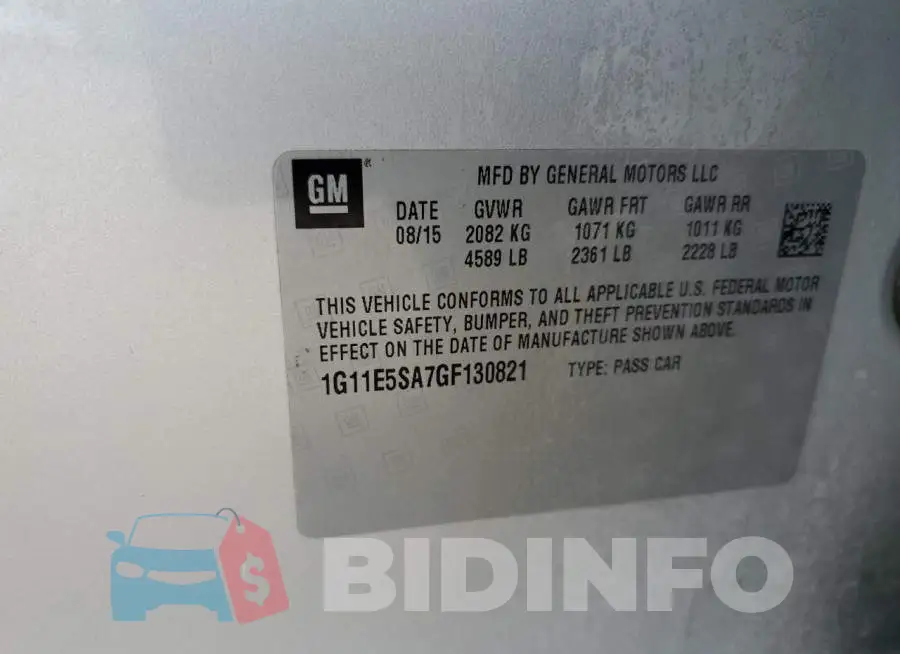 1G11E5SA7GF130821 Photo# 12
