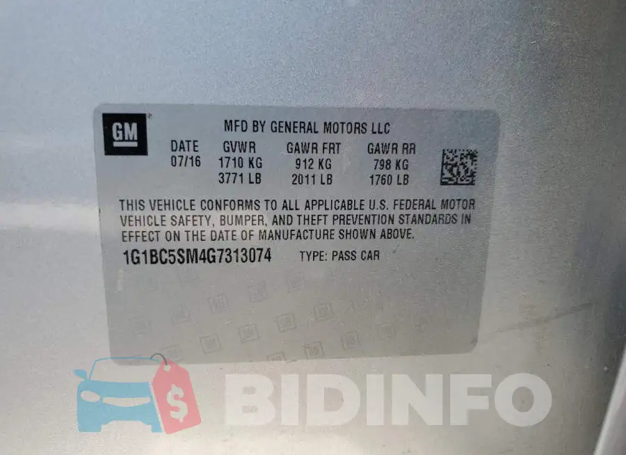 1G1BC5SM4G7313074 Photo# 10