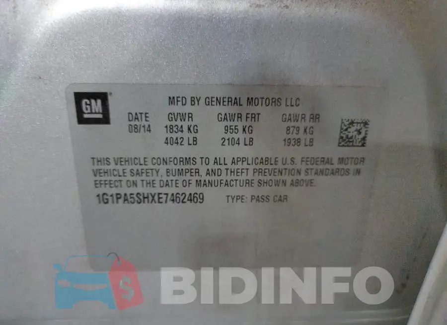 1G1PA5SHXE7462469 Photo# 10