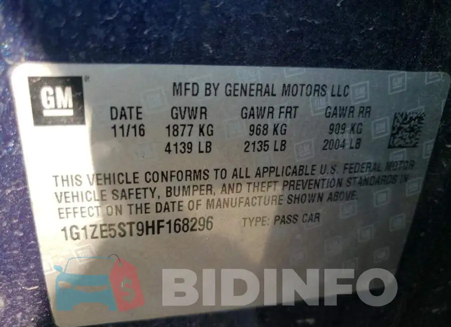 1G1ZE5ST9HF168296 Photo# 10