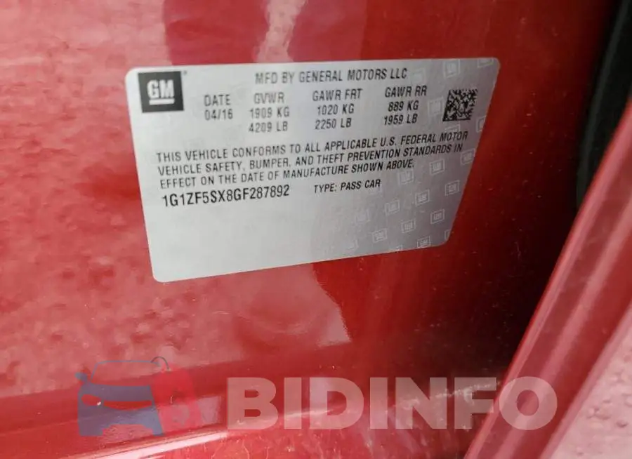 1G1ZF5SX8GF287892 Photo# 10