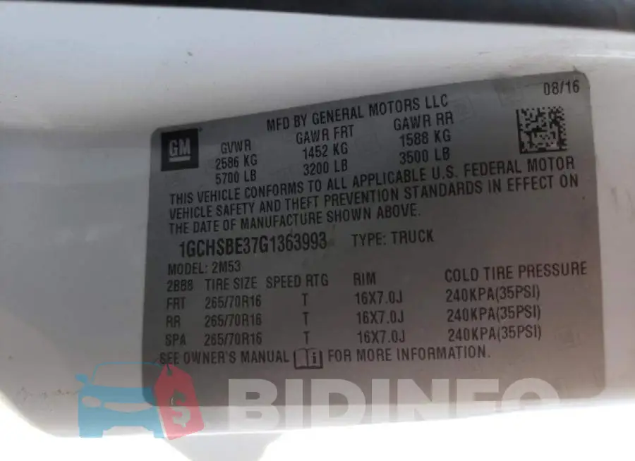 1GCHSBE37G1363993 Photo# 10