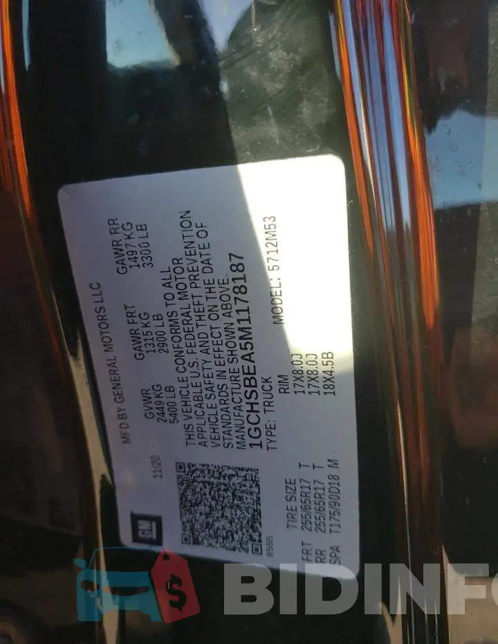 1GCHSBEA5M1178187 Photo# 12