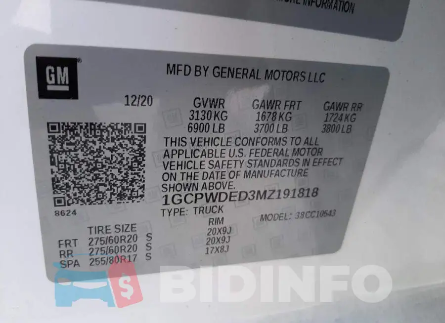 1GCPWDED3MZ191818 Photo# 13