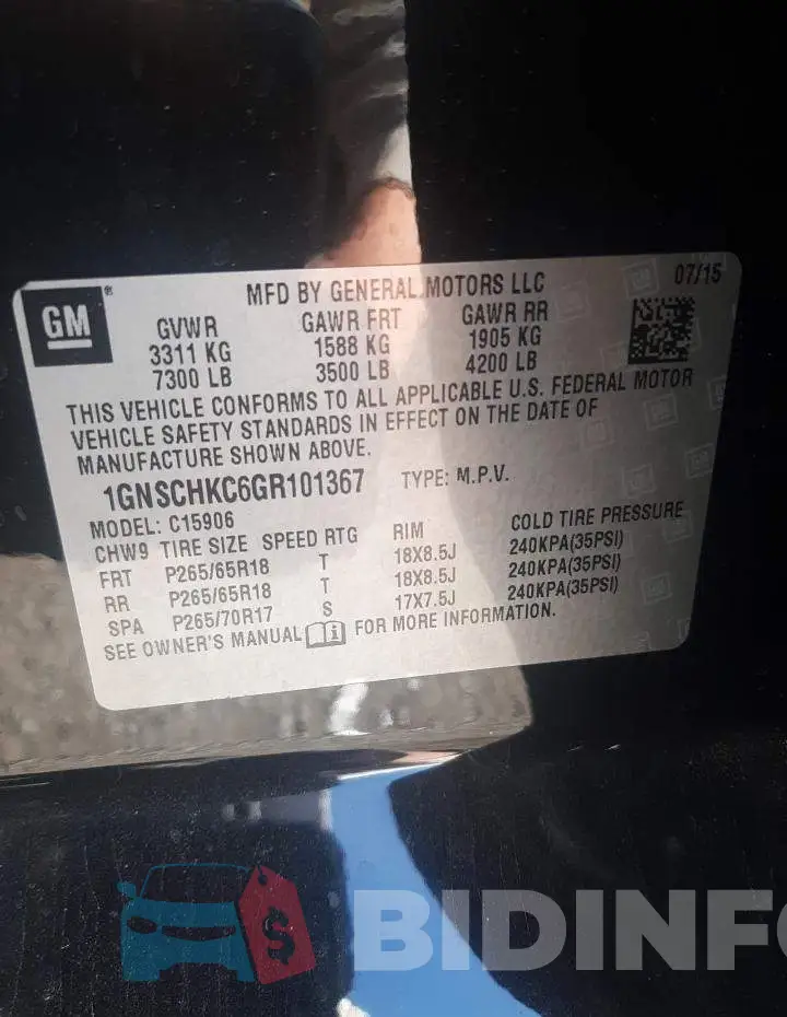 1GNSCHKC6GR101367 Photo# 13