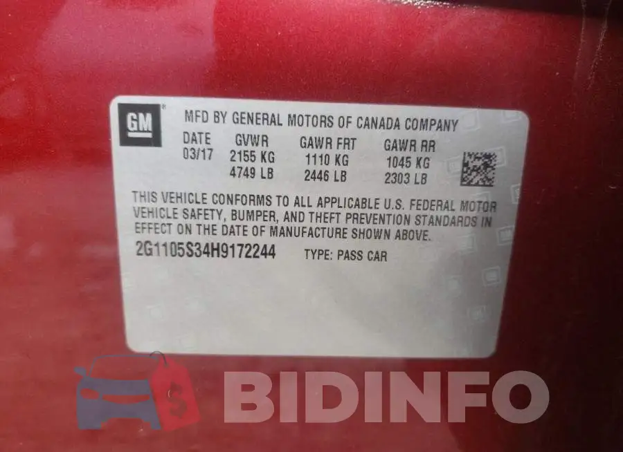2G1105S34H9172244 Photo# 12