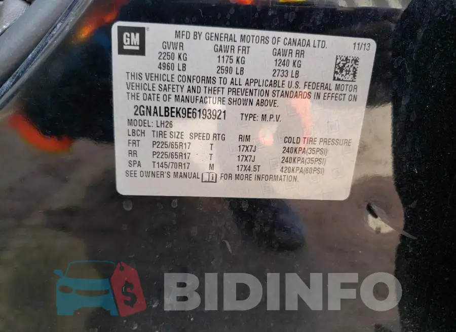 2GNALBEK9E6193921 Photo# 13