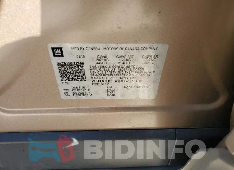 2GNAXKEVXK6219338 Photo# 14