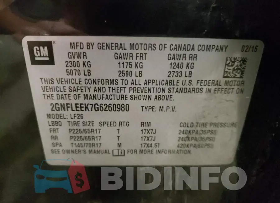 2GNFLEEK7G6260980 Photo# 13