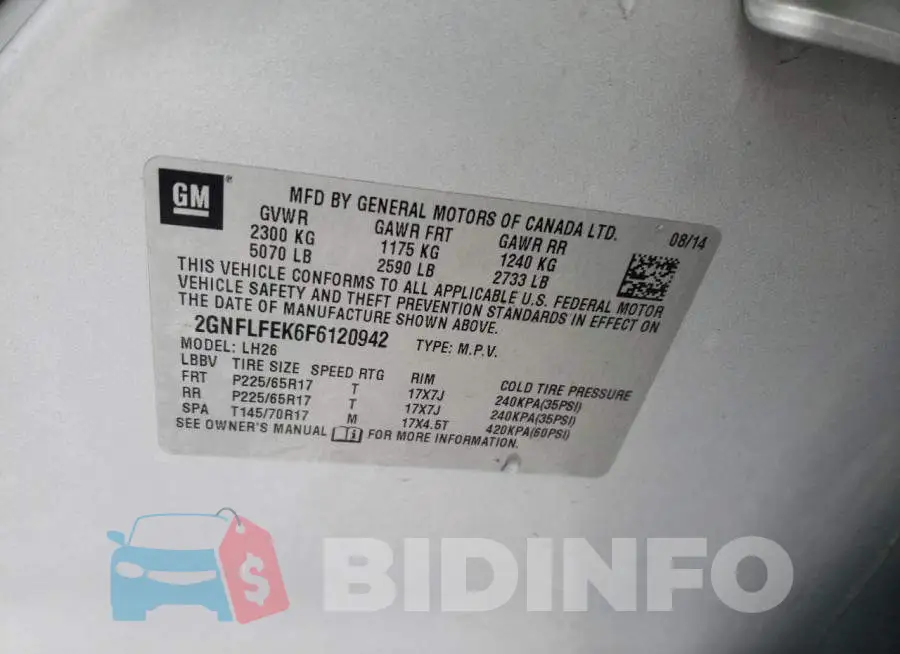 2GNFLFEK6F6120942 Photo# 13
