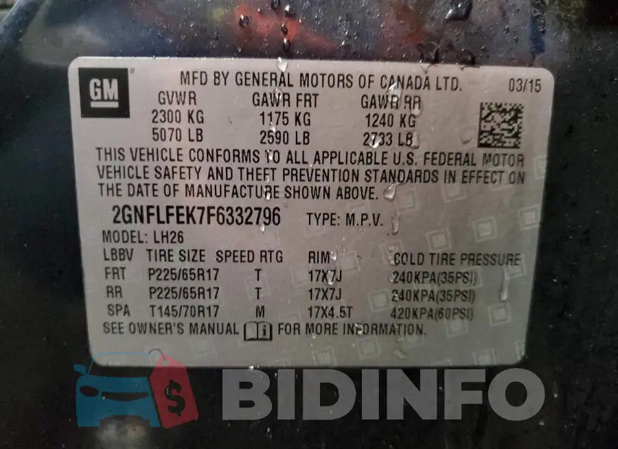 2GNFLFEK7F6332796 Photo# 12
