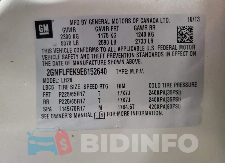 2GNFLFEK9E6152640 Photo# 10
