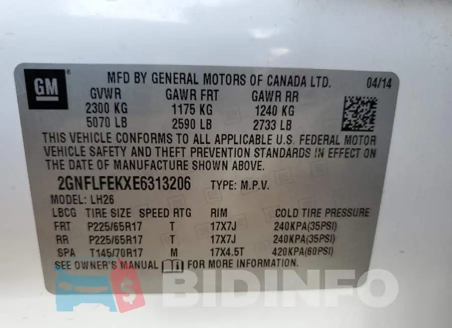2GNFLFEKXE6313206 Photo# 10