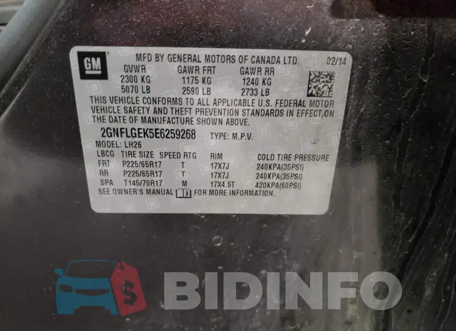 2GNFLGEK5E6259268 Photo# 13