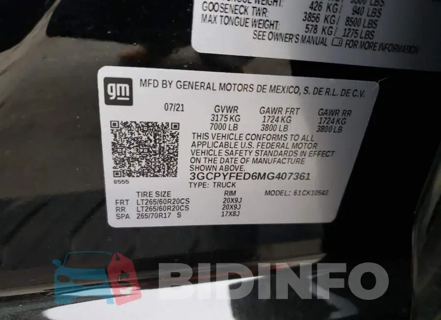 3GCPYFED6MG407361 Photo# 12