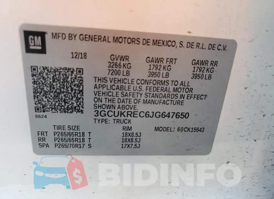 3GCUKREC6JG647650 Photo# 12