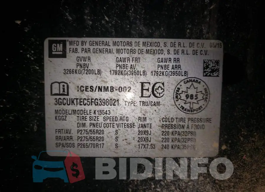 3GCUKTEC5FG398021 Photo# 12