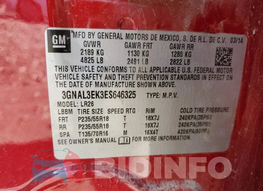 3GNAL3EK3ES646325 Photo# 10
