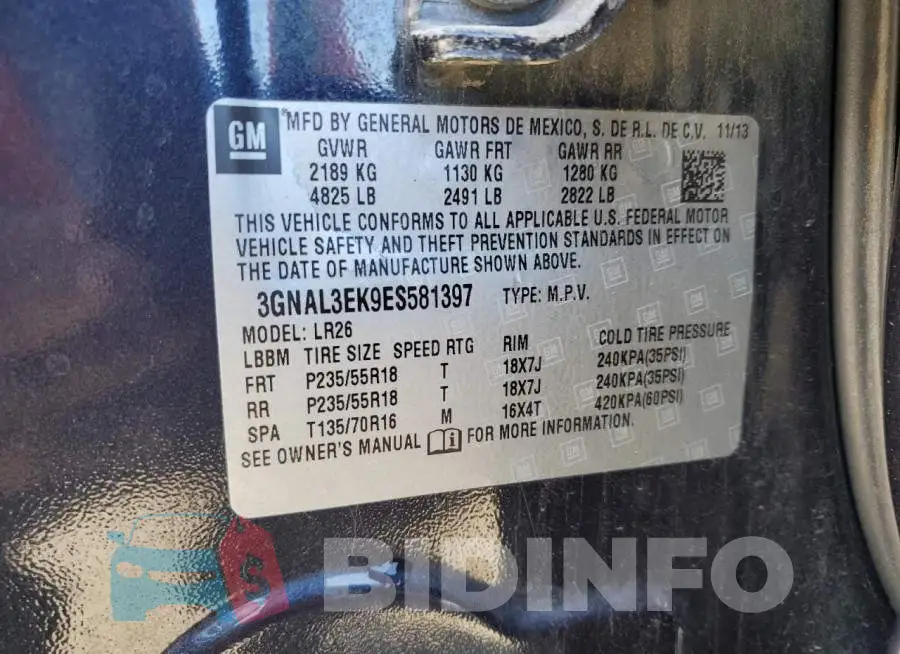 3GNAL3EK9ES581397 Photo# 13