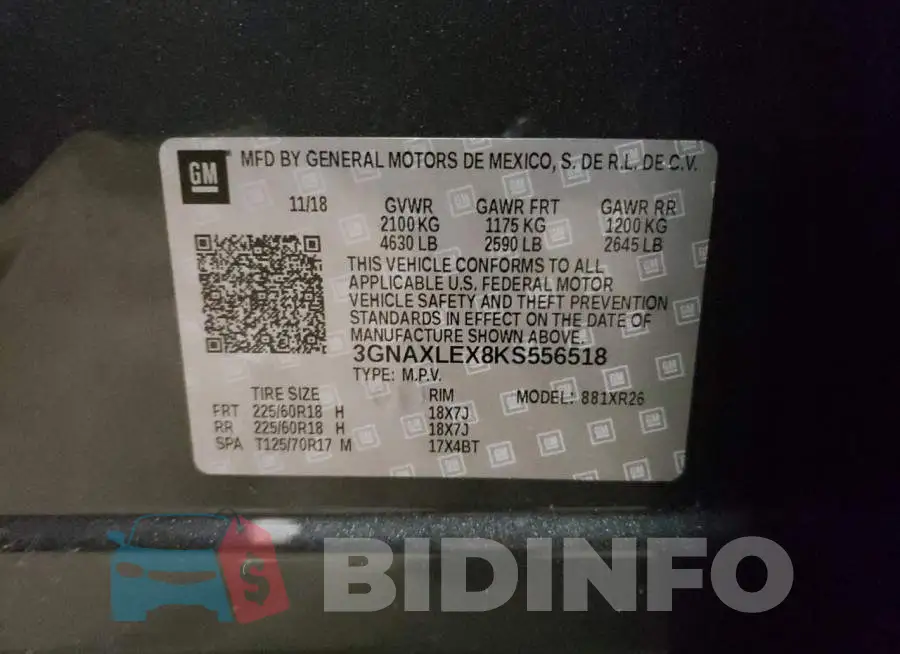 3GNAXLEX8KS556518 Photo# 13