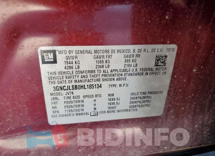 3GNCJLSB0HL185134 Photo# 10