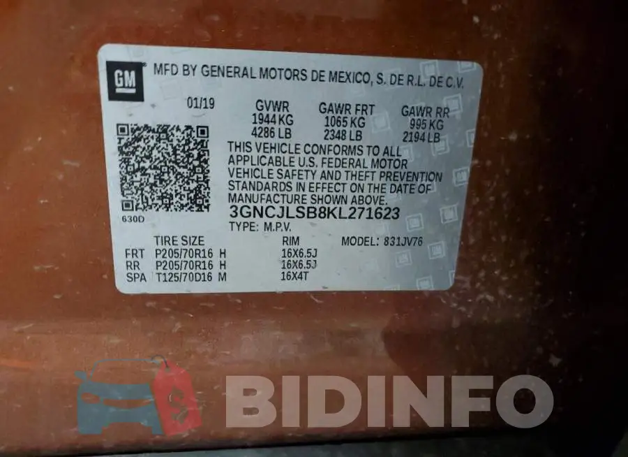3GNCJLSB8KL271623 Photo# 10
