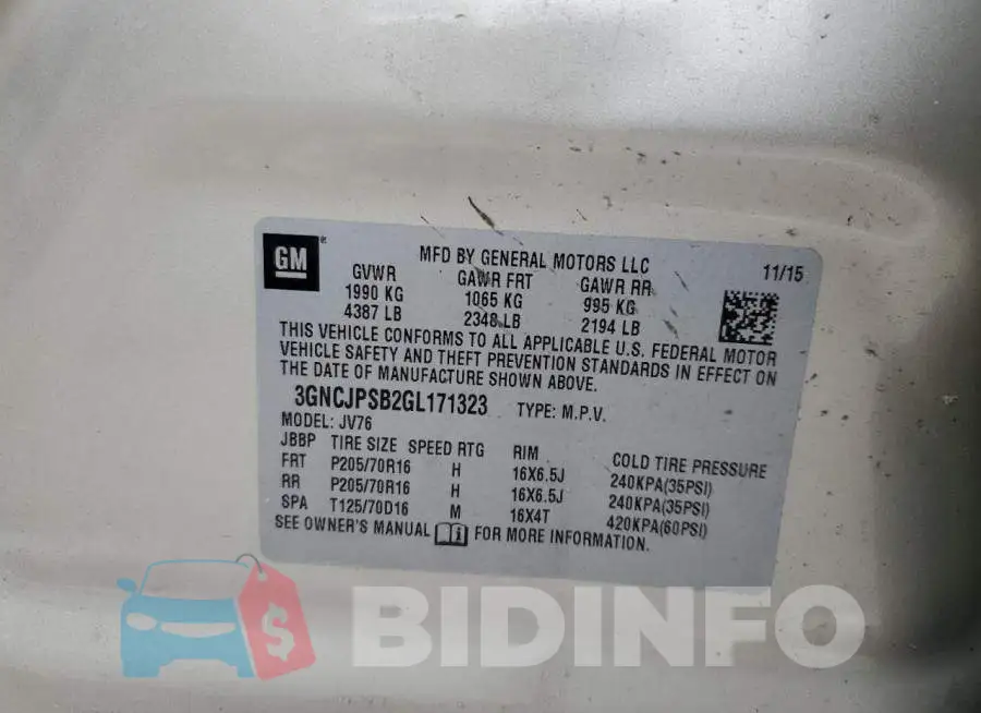 3GNCJPSB2GL171323 Photo# 12