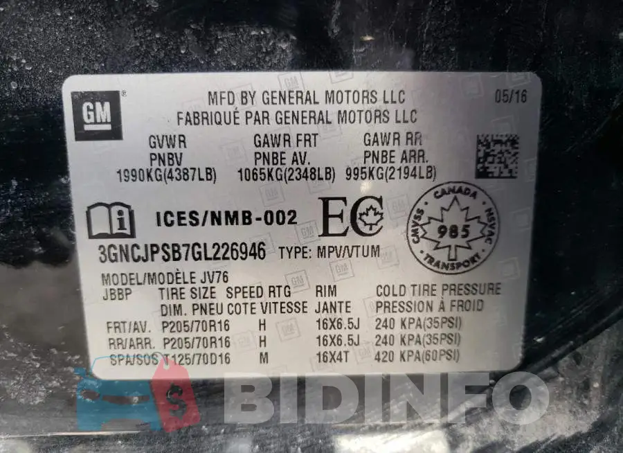 3GNCJPSB7GL226946 Photo# 10