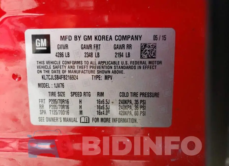 KL7CJLSB4FB216924 Photo# 13