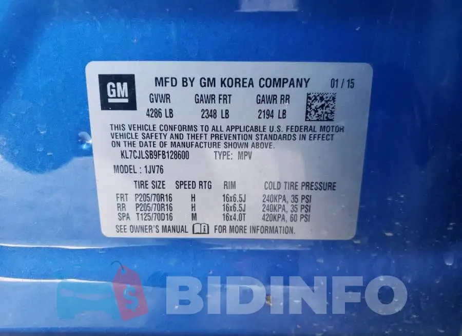 KL7CJLSB9FB128600 Photo# 13