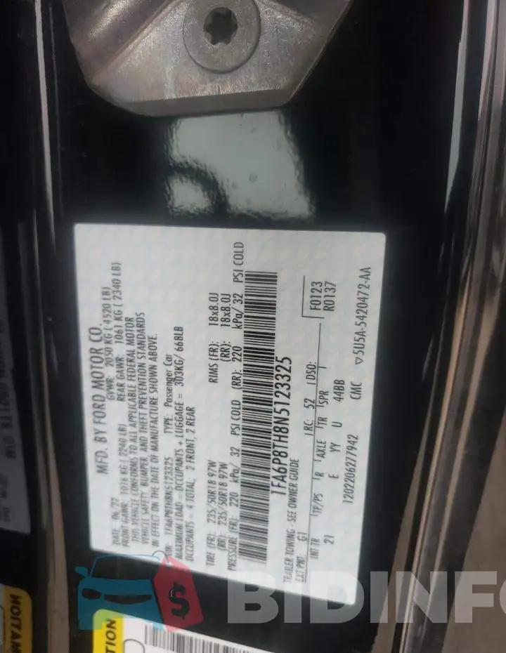 1FA6P8TH8N5123325 Photo# 13
