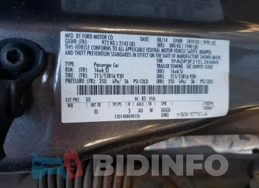 1FADP3F21EL393865 Photo# 10