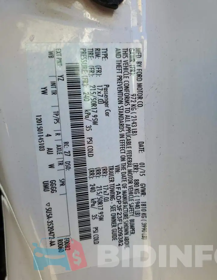1FADP3F23FL209382 Photo# 13